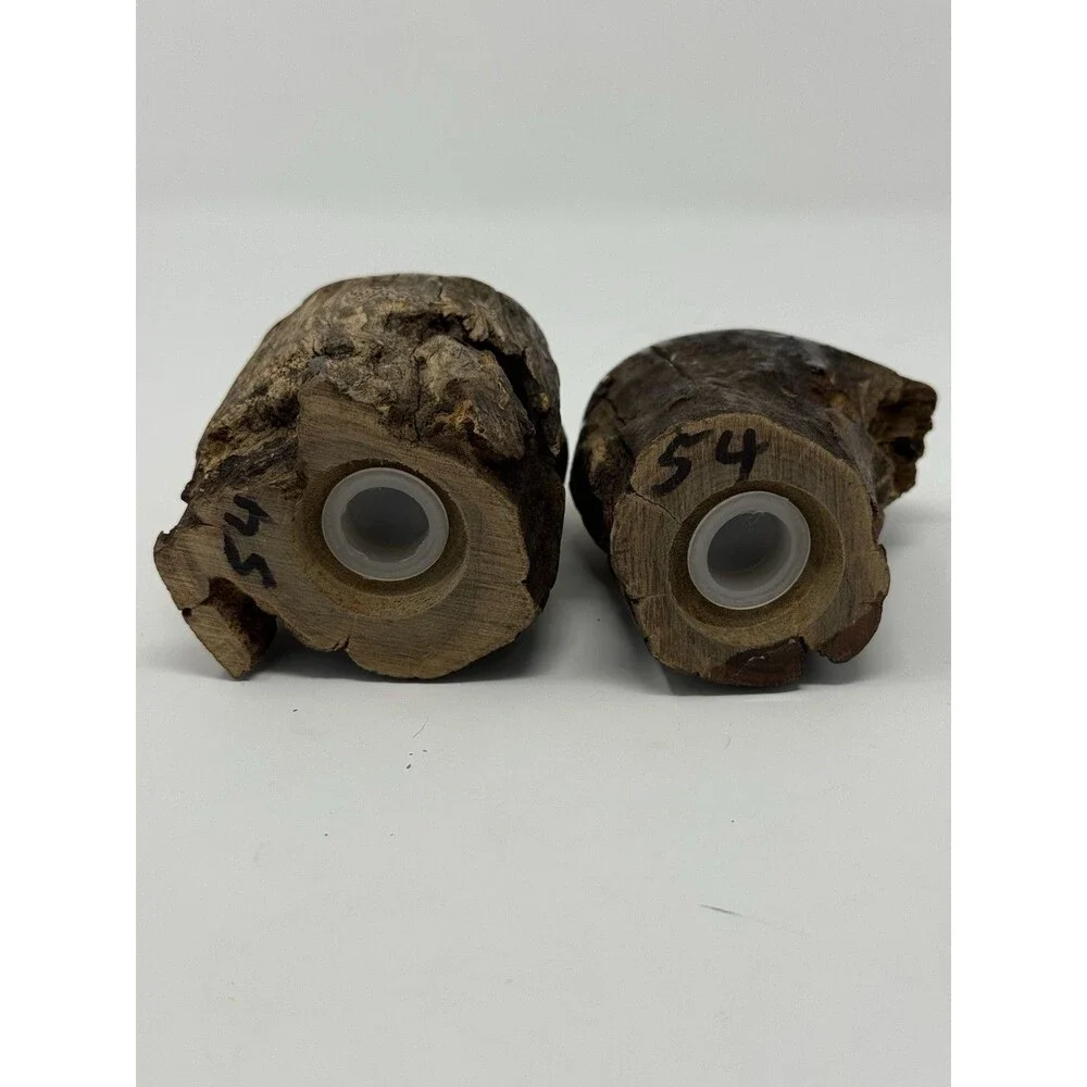 Handmade Live-Edge Wood Salt & Pepper Shakers 2pc Brown/Black Small 4in